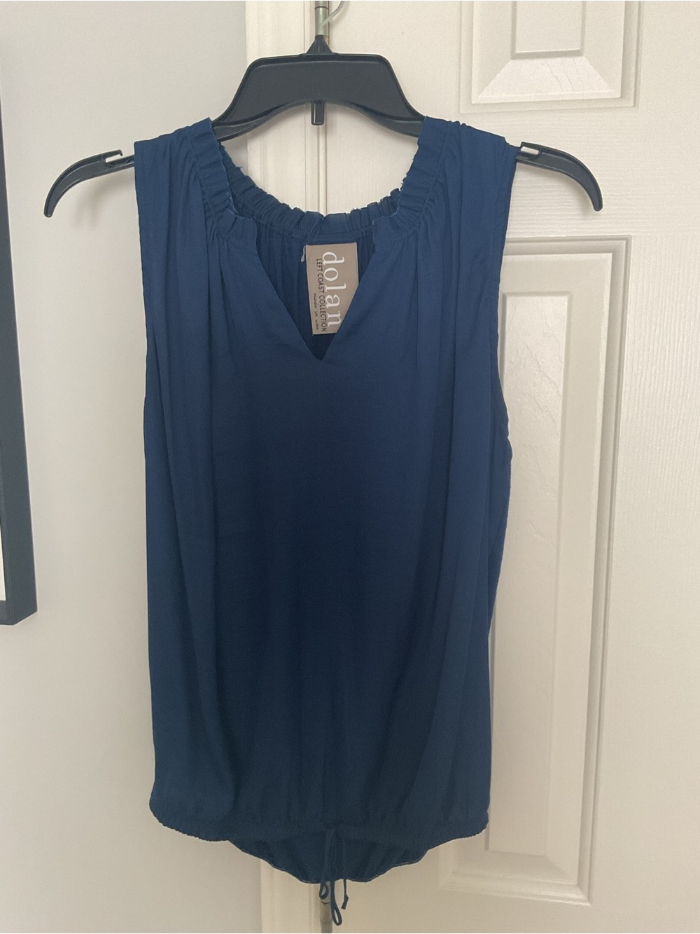 dolan Navy Sleeveless V-Neck Drawstring Hem Top
